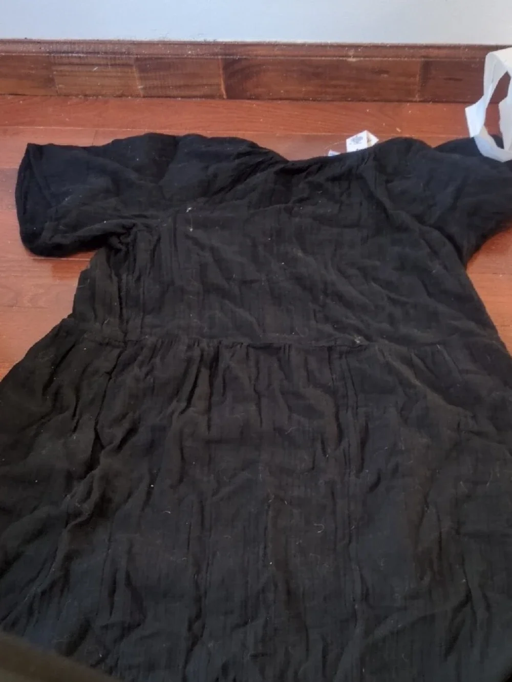 Old Navy Black Peasant-Style Dress with Tie Neck
